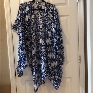 Boho blue and white cover up- NWOT